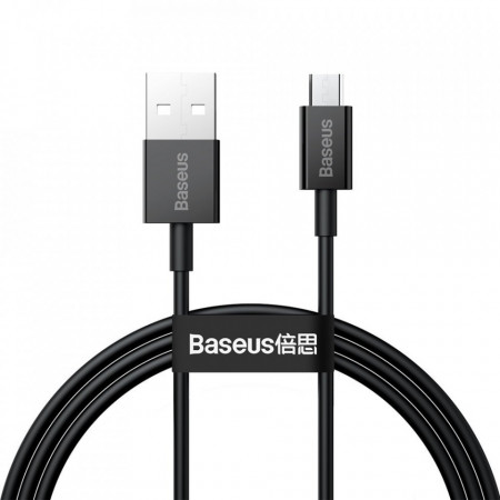 Cablu de date USB la Micros-USB, 2A, 1m, Baseus Superior Series (CAMYS-01) - Negru