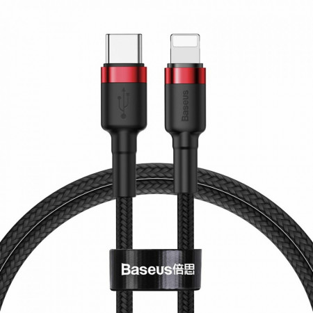 Cablue de date Type-C la Lightning, PD 18W, 1m, Cafule Baseus - Rosu Negru