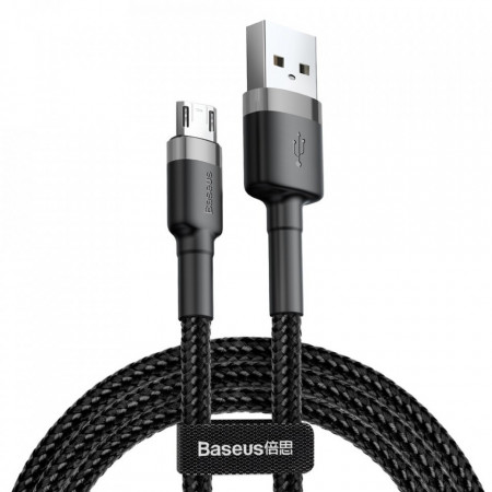Cablue de date USB la Micro-USB, 2.4A, 0.5m, Cafule Baseus - Gri Negru
