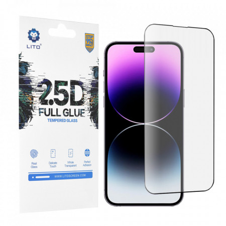Folie de sticla iPhone 14 Pro Max, 2.5D FullGlue LITO - Negru