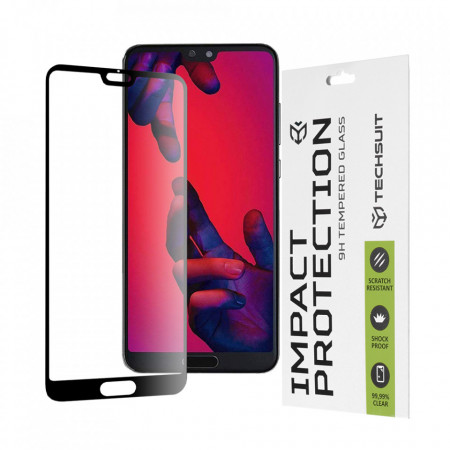 Folie Huawei P20 Pro, ce acopera tot ecranul 111D, Techsuit - Negru