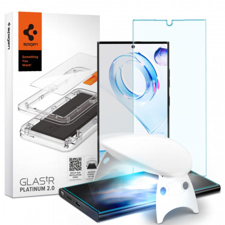 Folie Samsung Galaxy S23 Ultra, Spigen GLAS.tR Platinum UV Light - Transparent
