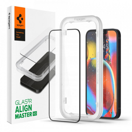Folie sticla iPhone 13 Mini, ALM Glas Spigen - Negru