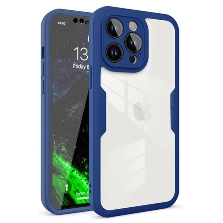 Husa + Folie pentru iPhone 12 Pro, SKYDDAR INNOVATION, [Pachet 360°] ColorVerse, set cu sticker, Albastru