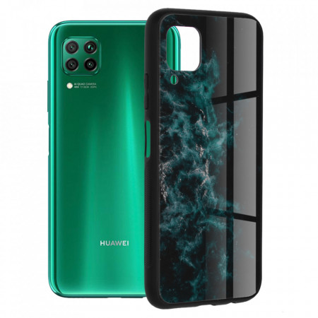 Husa Huawei P40 Lite cu sticla securizata, Techsuit Glaze - Blue Nebula