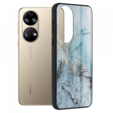 Husa Huawei P50 cu sticla securizata, Techsuit Glaze - Blue Ocean