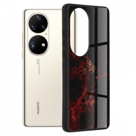Husa Huawei P50 Pro cu sticla securizata, Techsuit Glaze - Red Nebula