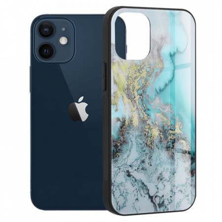 Husa iPhone 12 / 12 Pro cu sticla securizata, Techsuit Glaze - Blue Ocean