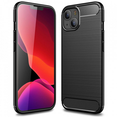 Husa iPhone 13, Carbon Silicone, Techsuit - Negru