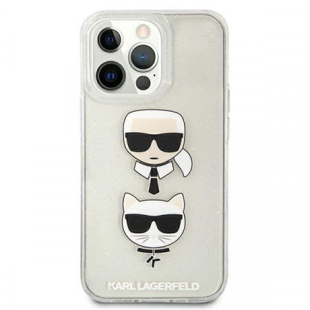 Husa iPhone 13 Pro Max, Karl Lagerfeld KLHCP13XKCTUGLS, Glitter Karl`s &amp; Choupette - Silver