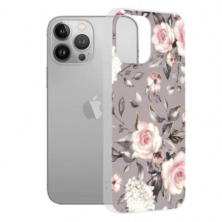 Husa iPhone 13 Pro Max Marble Series, Techsuit - Bloom of Ruth Gray
