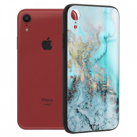 Husa iPhone XR cu sticla securizata, Techsuit Glaze - Blue Ocean