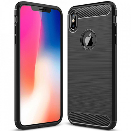 Husa iPhone XS Max, Carbon Silicone, Techsuit - Negru