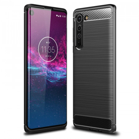 Husa Motorola Moto Edge, Carbon Silicone, Techsuit - Negru