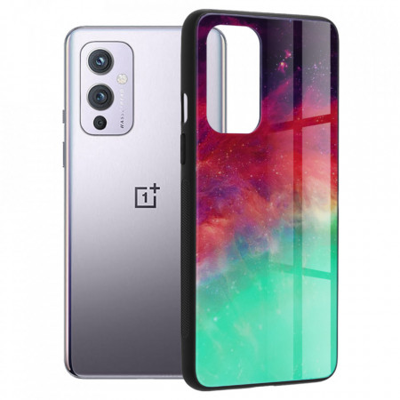 Husa Oneplus 9 cu sticla securizata, Techsuit Glaze - Fiery Ocean