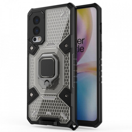 Husa Oneplus Nord 2 5G cu inel, Techsuit Honeycomb - Negru