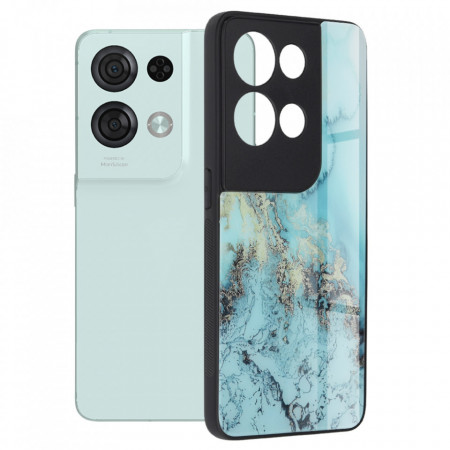 Husa Oppo Reno8 Pro cu sticla securizata, Techsuit Glaze - Blue Ocean