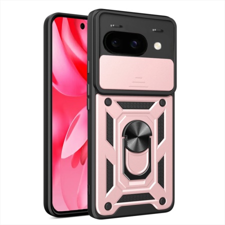 Husa pentru Google Pixel 9a, SKYDDAR INNOVATION, CamShield, Inel magnetic, set cu sticker, Roz