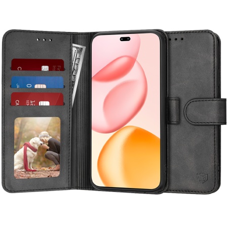 Husa pentru Honor 400 Pro, SKYDDAR INNOVATION, Diary Book, tip carte cu Portofel Interior, Antisoc, set cu sticker, Negru