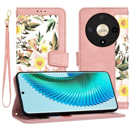 Husa pentru Honor Magic6 Lite, SKYDDAR INNOVATION, Flipcraft din Piele Ecologică, Stand Integrat, Buzunare pentru Carduri, set cu sticker, Roz