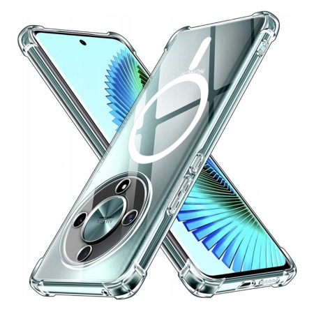 Husa pentru Honor Magic6 Lite, SKYDDAR INNOVATION, Shockproof MagSafe, Transparenta, set cu sticker