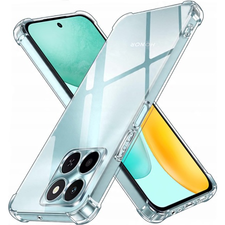 Husa pentru Honor X6c, SKYDDAR INNOVATION, Shockproof Clear Silicone, Silicon Slim, set cu sticker, Transparenta