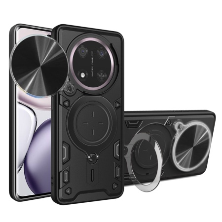 Husa pentru Honor X9c / Magic7 Lite, SKYDDAR INNOVATION, CamGuard Pro, Inel Magnetic, Protectie Camera, set cu sticker, Negru