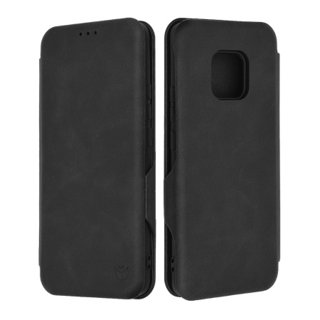 Husa pentru Huawei Mate 20 Pro, SKYDDAR INNOVATION, Safe Wallet tip carte din Piele Ecologica, Suport Carduri, Inchidere Magnetica, Negru, set cu sticker