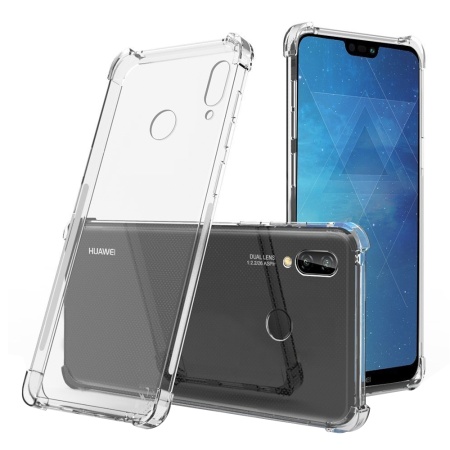 Husa pentru Huawei P20 Lite , SKYDDAR INNOVATION, Shockproof Clear din Silicon Slim, Transparenta, set cu sticker