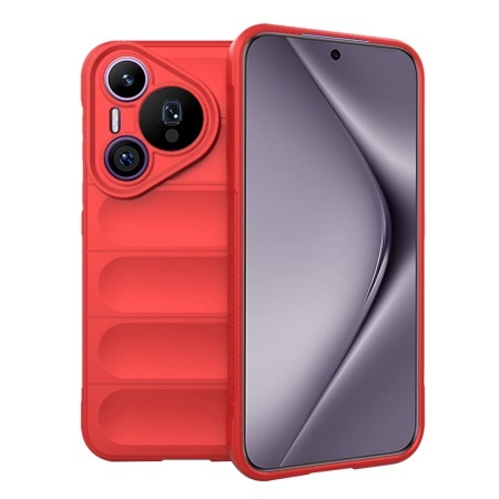 Husa pentru Huawei Pura 70 Pro, SKYDDAR INNOVATION, Magic Shield, din Silicon Mat, set cu sticker, Rosu