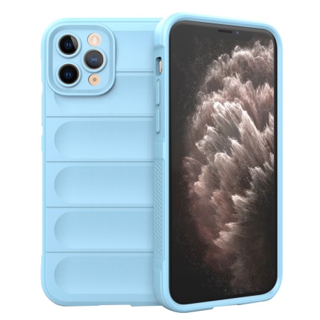 Husa pentru iPhone 11 Pro, SKYDDAR INNOVATION, Vogue, din Silicon Mat, Bleu, set cu sticker