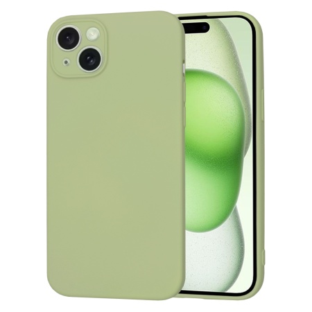 Husa pentru iPhone 15 Plus, SKYDDAR INNOVATION, din Silicon Catifelat, SoftElegance , Verde, set cu sticker