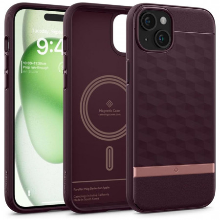 Husa pentru iPhone 15, Spigen Caseology Parallax MagSafe - Burgundy