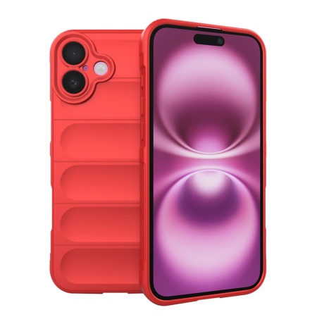 Husa pentru iPhone 16 Plus, SKYDDAR INNOVATION, Vogue, din Silicon Mat, Rosu, set cu sticker