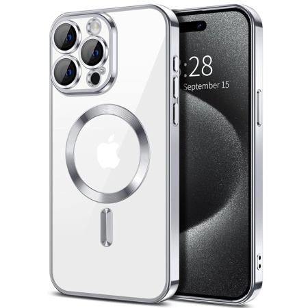 Husa pentru iPhone 16 Pro Max cu Magsafe integrat, SKYDDAR Luxury Shield - Argintiu