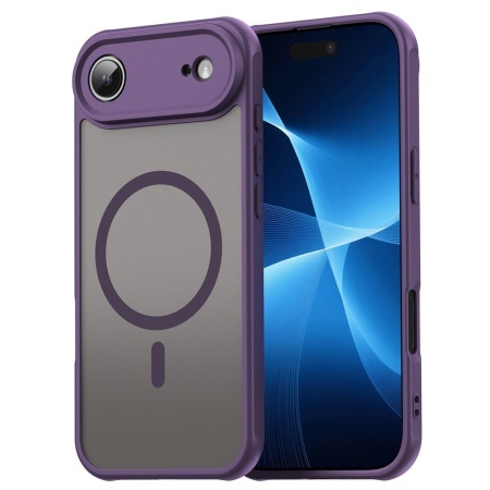 Husa pentru iPhone 17 Air, SKYDDAR INNOVATION, HaloFrost MagSafe II, Antisoc, set cu sticker, Mov