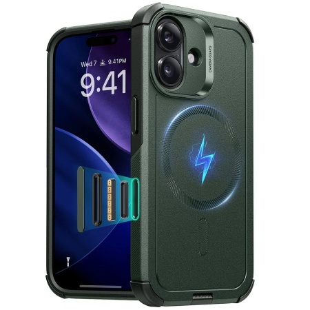 Husa pentru iPhone 17, Magsafe, ESR Cyber Halolock, Verde