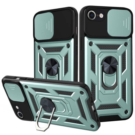 Husa pentru iPhone 6/ 6S, SKYDDAR INNOVATION, CamShield, Inel magnetic, set cu sticker, Verde