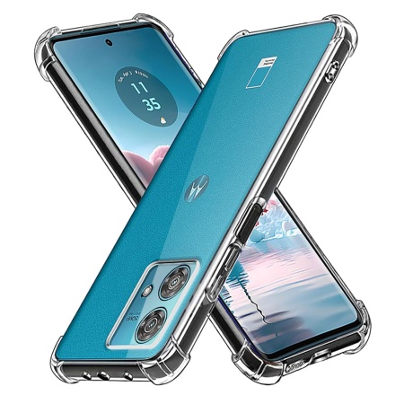 Husa pentru Motorola Edge 40 Neo , SKYDDAR INNOVATION, Shockproof Clear din Silicon Slim, Transparenta, set cu sticker