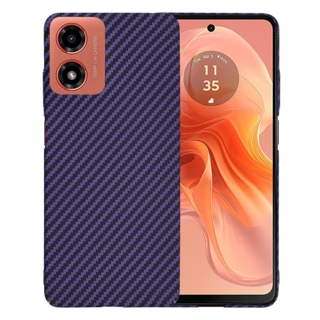 Husa pentru Motorola Moto G04 / Moto G24 / Moto G04s / Moto E14, SKYDDAR INNOVATION, textura carbon, Carbonite FiberShell, set cu sticker, Mov,
