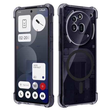 Husa pentru Nothing Phone (3a) Pro, SKYDDAR INNOVATION, Shockproof MagSafe din silicon, set cu sticker, Fumuriu