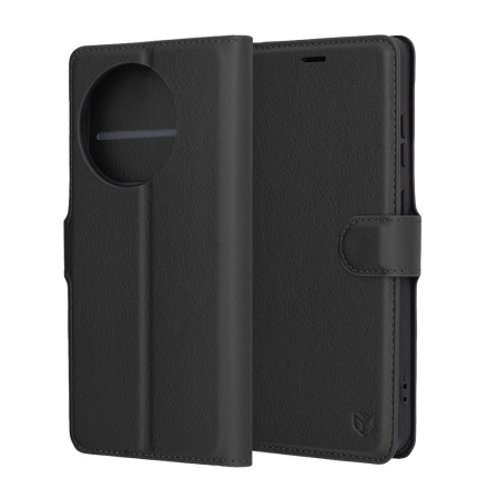 Husa pentru OnePlus 13R, SKYDDAR INNOVATION, Leather Wallet, tip Carte cu Portofel Interior, Finisaje Premium, set cu sticker, Negru