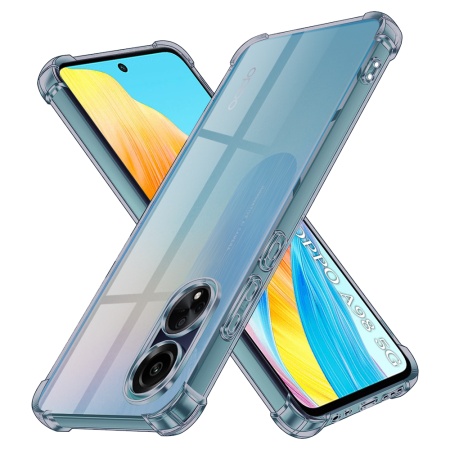 Husa pentru Oppo A98 5G, SKYDDAR INNOVATION, Shockproof Clear Silicone, Silicon Slim, set cu sticker, Fumuriu
