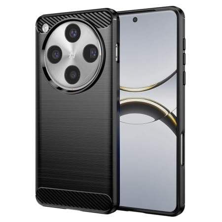 Husa pentru Oppo Find X8 Pro, SKYDDAR INNOVATION, Carbon Silicone, din Silicon Slim, cu textura Fibra Carbon, set cu sticker, Negru