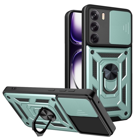 Husa pentru Oppo Reno12, SKYDDAR INNOVATION, CamShield, Inel magnetic, set cu sticker, Verde