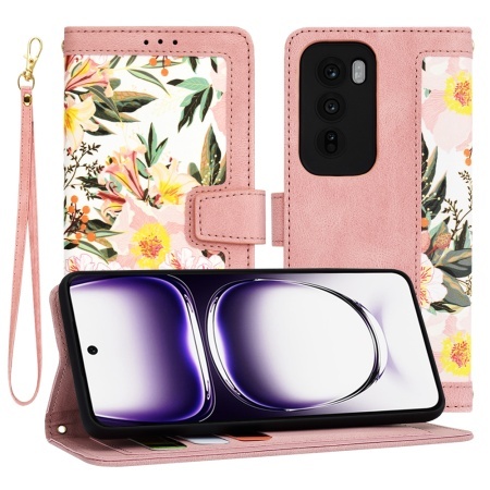 Husa pentru Oppo Reno12, SKYDDAR INNOVATION, Flipcraft din Piele Ecologică, Stand Integrat, Buzunare pentru Carduri, set cu sticker, Roz