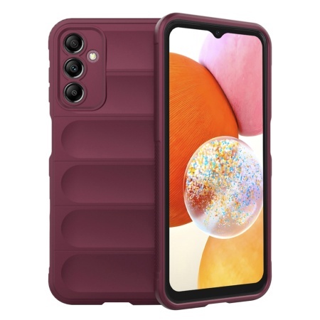 Husa pentru Samsung Galaxy A14 5G / Galaxy A14 4G, SKYDDAR INNOVATION, Magic Shield, din Silicon Mat, set cu sticker, Bordo