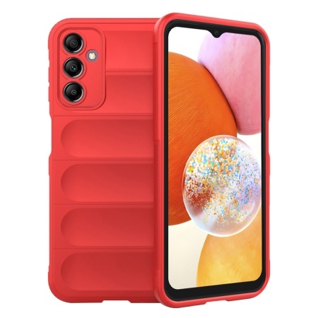 Husa pentru Samsung Galaxy A14 5G / Galaxy A14 4G, SKYDDAR INNOVATION, Magic Shield, din Silicon Mat, set cu sticker, Rosu