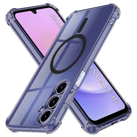 Husa pentru Samsung Galaxy A15 4G / Galaxy A15 5G, SKYDDAR INNOVATION, Shockproof MagSafe din silicon, set cu sticker, Fumuriu