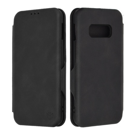 Husa pentru Samsung Galaxy S10e, SKYDDAR INNOVATION, Safe Wallet tip carte din Piele Ecologica, Suport Carduri, Inchidere Magnetica, Negru, set cu sticker